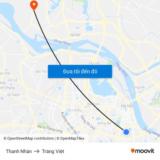 Thanh Nhàn to Tráng Việt map