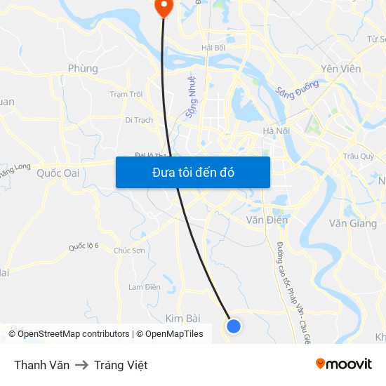 Thanh Văn to Tráng Việt map