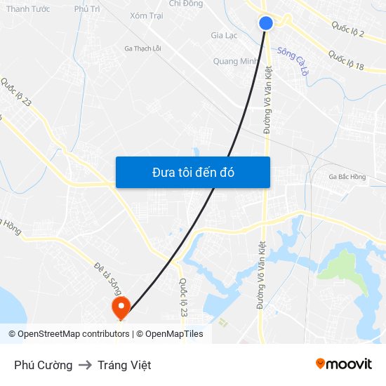 Phú Cường to Tráng Việt map