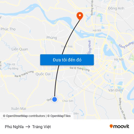 Phú Nghĩa to Tráng Việt map