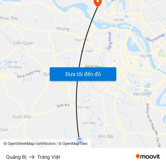 Quảng Bị to Tráng Việt map