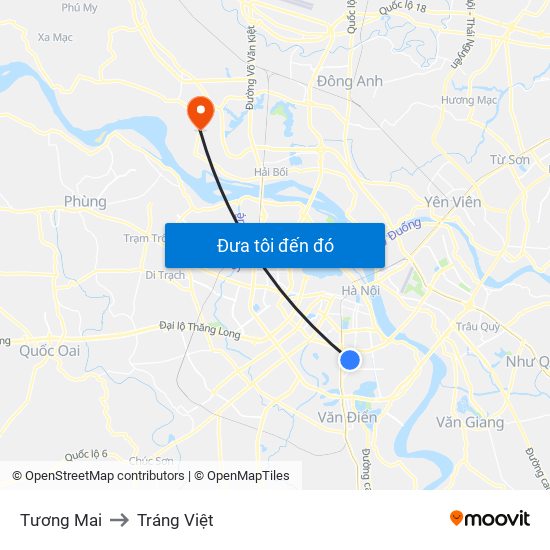 Tương Mai to Tráng Việt map