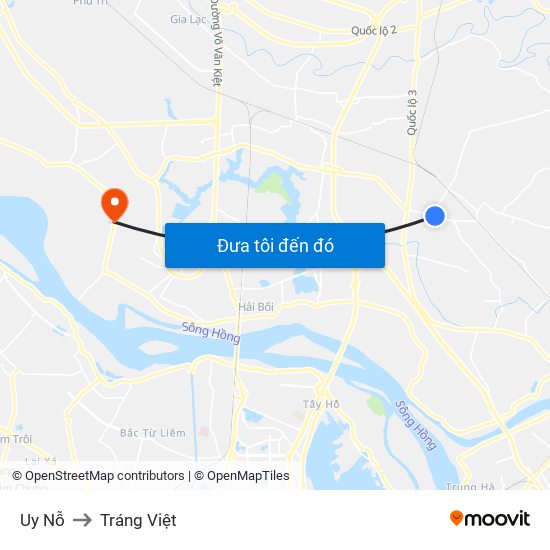 Uy Nỗ to Tráng Việt map