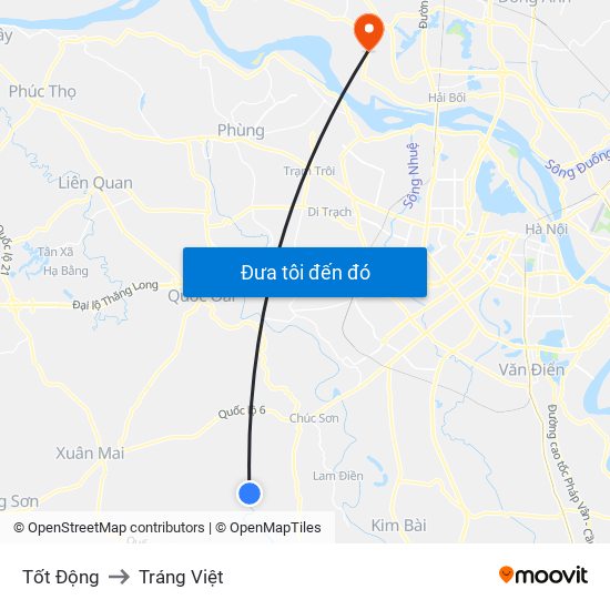 Tốt Động to Tráng Việt map