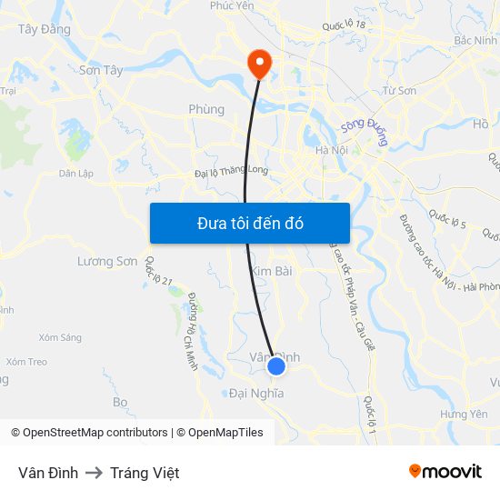 Vân Đình to Tráng Việt map