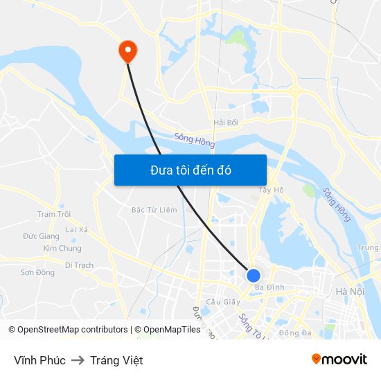 Vĩnh Phúc to Tráng Việt map