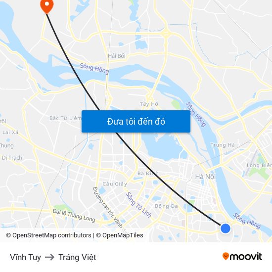 Vĩnh Tuy to Tráng Việt map
