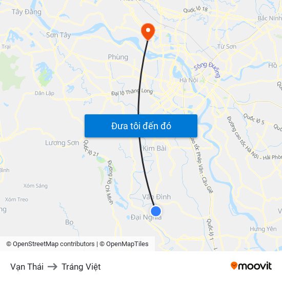 Vạn Thái to Tráng Việt map