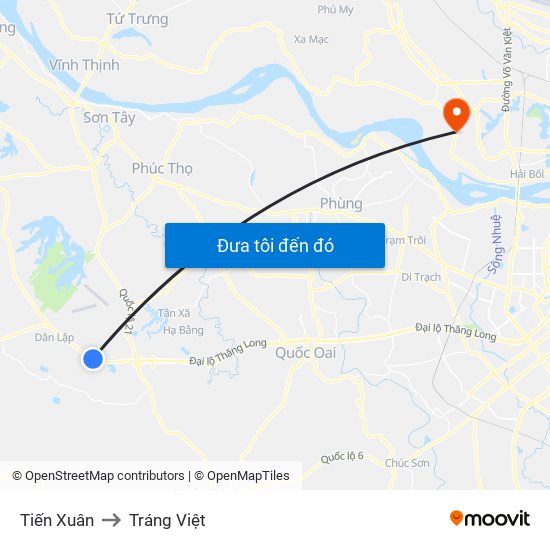 Tiến Xuân to Tráng Việt map