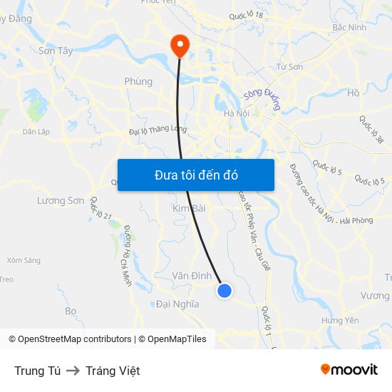 Trung Tú to Tráng Việt map