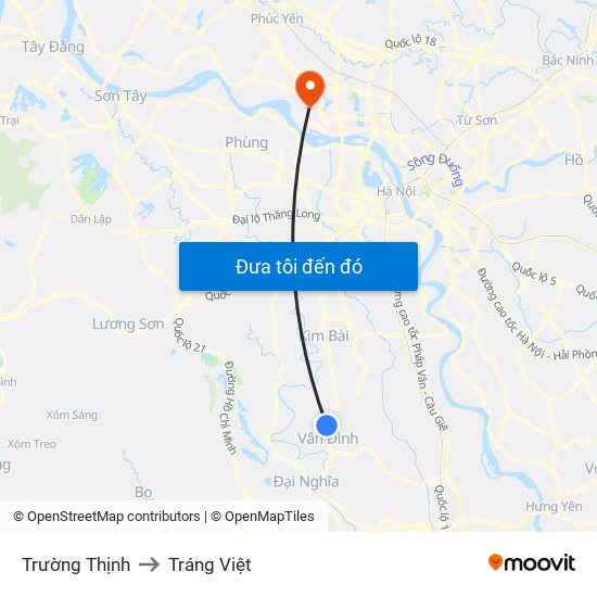 Trường Thịnh to Tráng Việt map