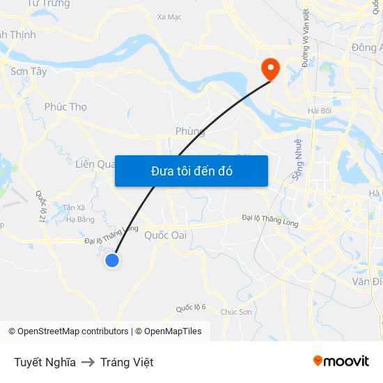 Tuyết Nghĩa to Tráng Việt map