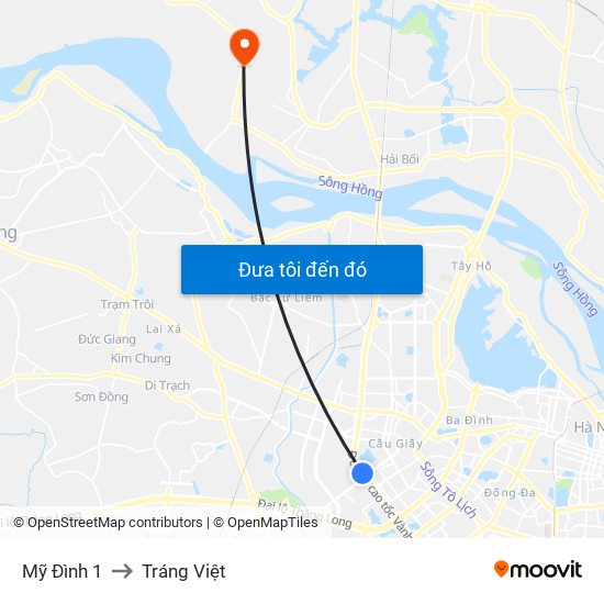 Mỹ Đình 1 to Tráng Việt map