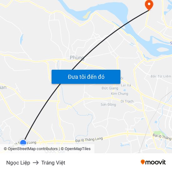 Ngọc Liệp to Tráng Việt map