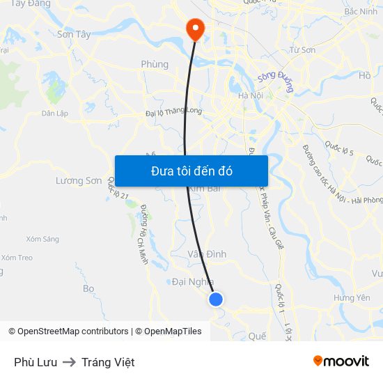 Phù Lưu to Tráng Việt map