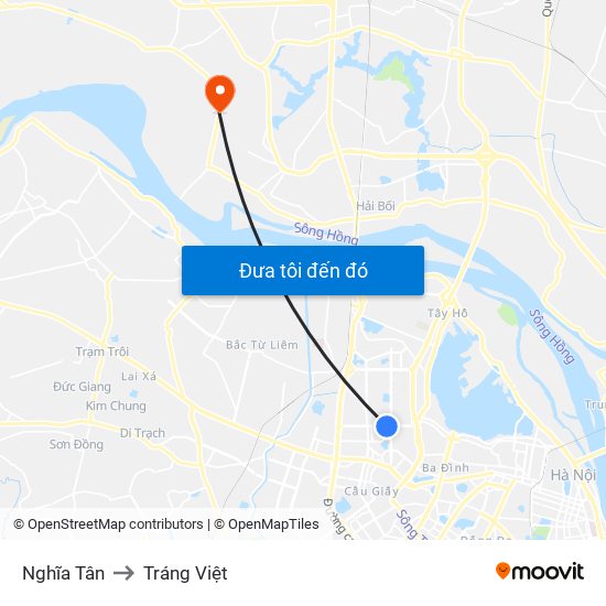 Nghĩa Tân to Tráng Việt map
