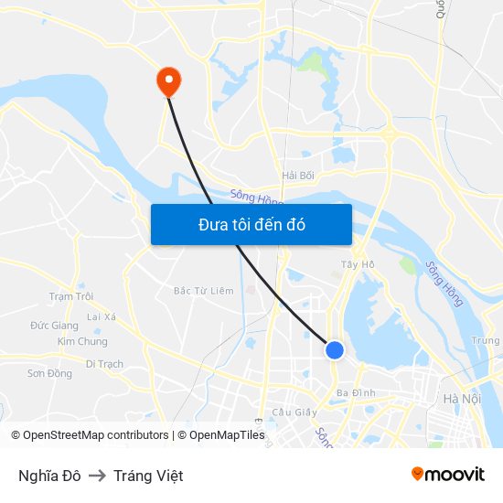 Nghĩa Đô to Tráng Việt map