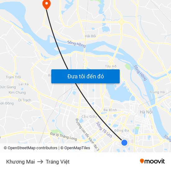 Khương Mai to Tráng Việt map