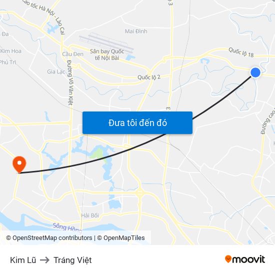 Kim Lũ to Tráng Việt map