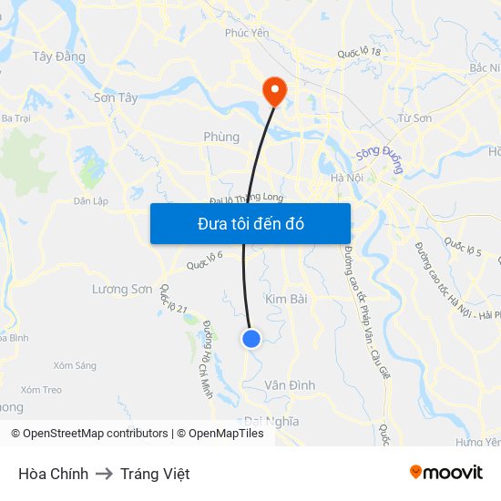 Hòa Chính to Tráng Việt map