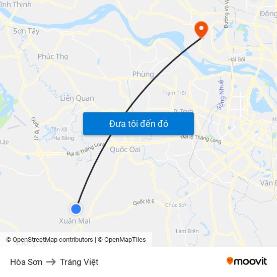 Hòa Sơn to Tráng Việt map