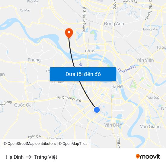 Hạ Đình to Tráng Việt map