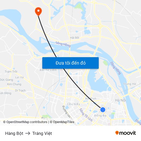 Hàng Bột to Tráng Việt map