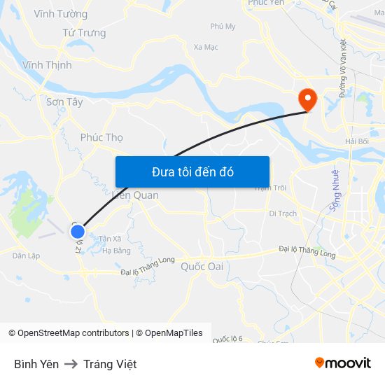 Bình Yên to Tráng Việt map