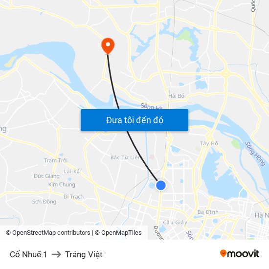 Cổ Nhuế 1 to Tráng Việt map