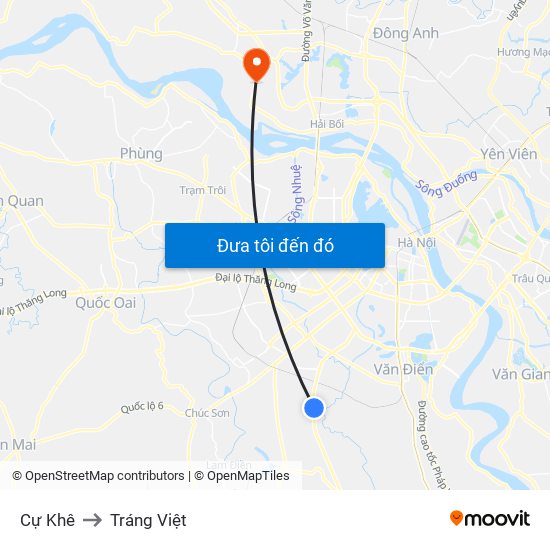 Cự Khê to Tráng Việt map
