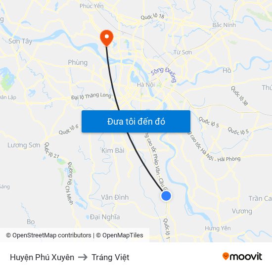 Huyện Phú Xuyên to Tráng Việt map