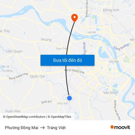 Phường Đồng Mai to Tráng Việt map