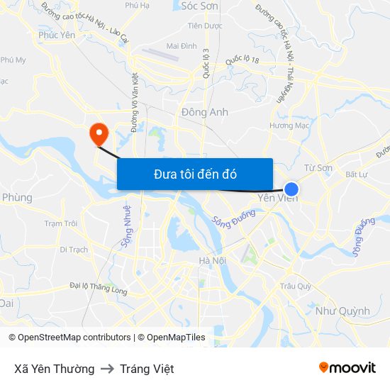 Xã Yên Thường to Tráng Việt map