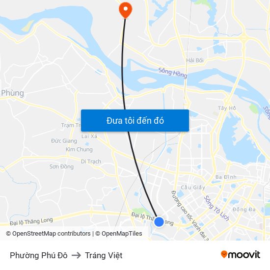 Phường Phú Đô to Tráng Việt map