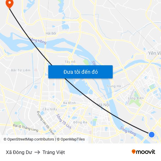 Xã Đông Dư to Tráng Việt map