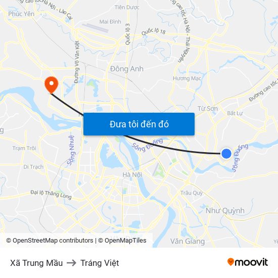 Xã Trung Mầu to Tráng Việt map