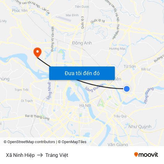 Xã Ninh Hiệp to Tráng Việt map