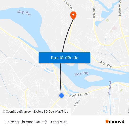 Phường Thượng Cát to Tráng Việt map