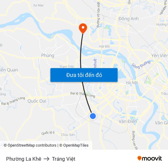 Phường La Khê to Tráng Việt map