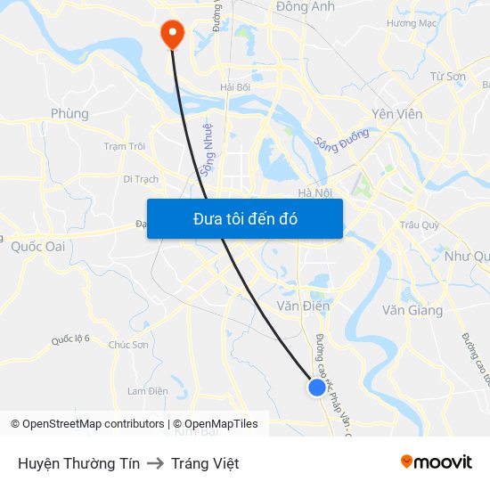 Huyện Thường Tín to Tráng Việt map