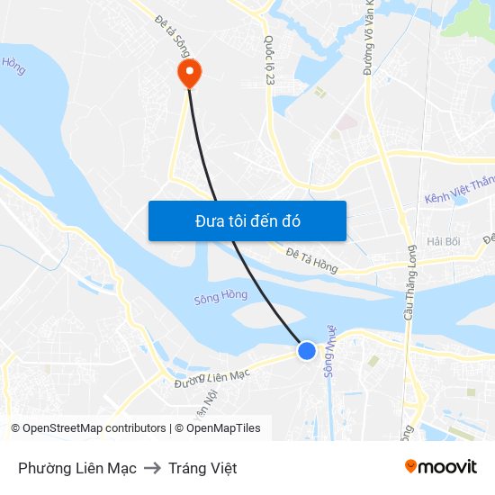 Phường Liên Mạc to Tráng Việt map