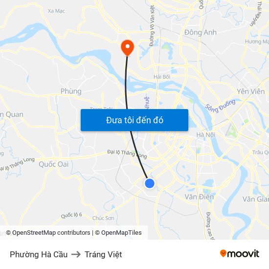 Phường Hà Cầu to Tráng Việt map