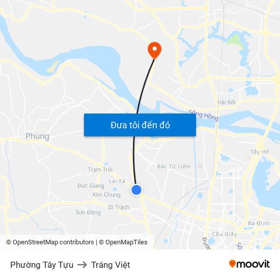 Phường Tây Tựu to Tráng Việt map