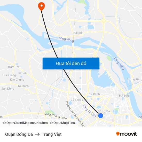 Quận Đống Đa to Tráng Việt map