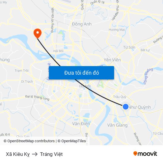 Xã Kiêu Kỵ to Tráng Việt map