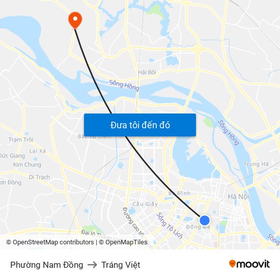 Phường Nam Đồng to Tráng Việt map