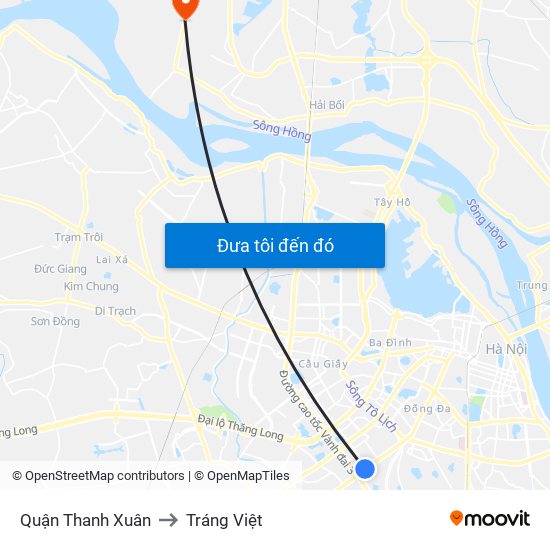 Quận Thanh Xuân to Tráng Việt map