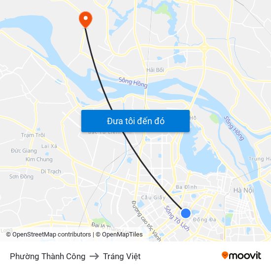 Phường Thành Công to Tráng Việt map