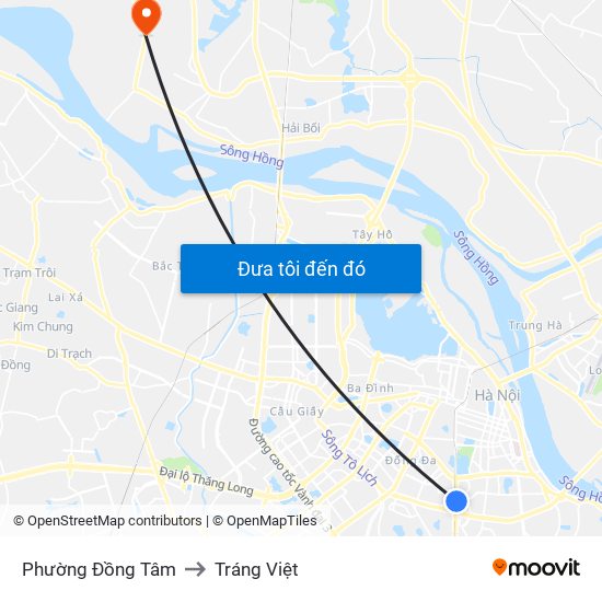 Phường Đồng Tâm to Tráng Việt map