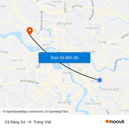 Xã Đặng Xá to Tráng Việt map